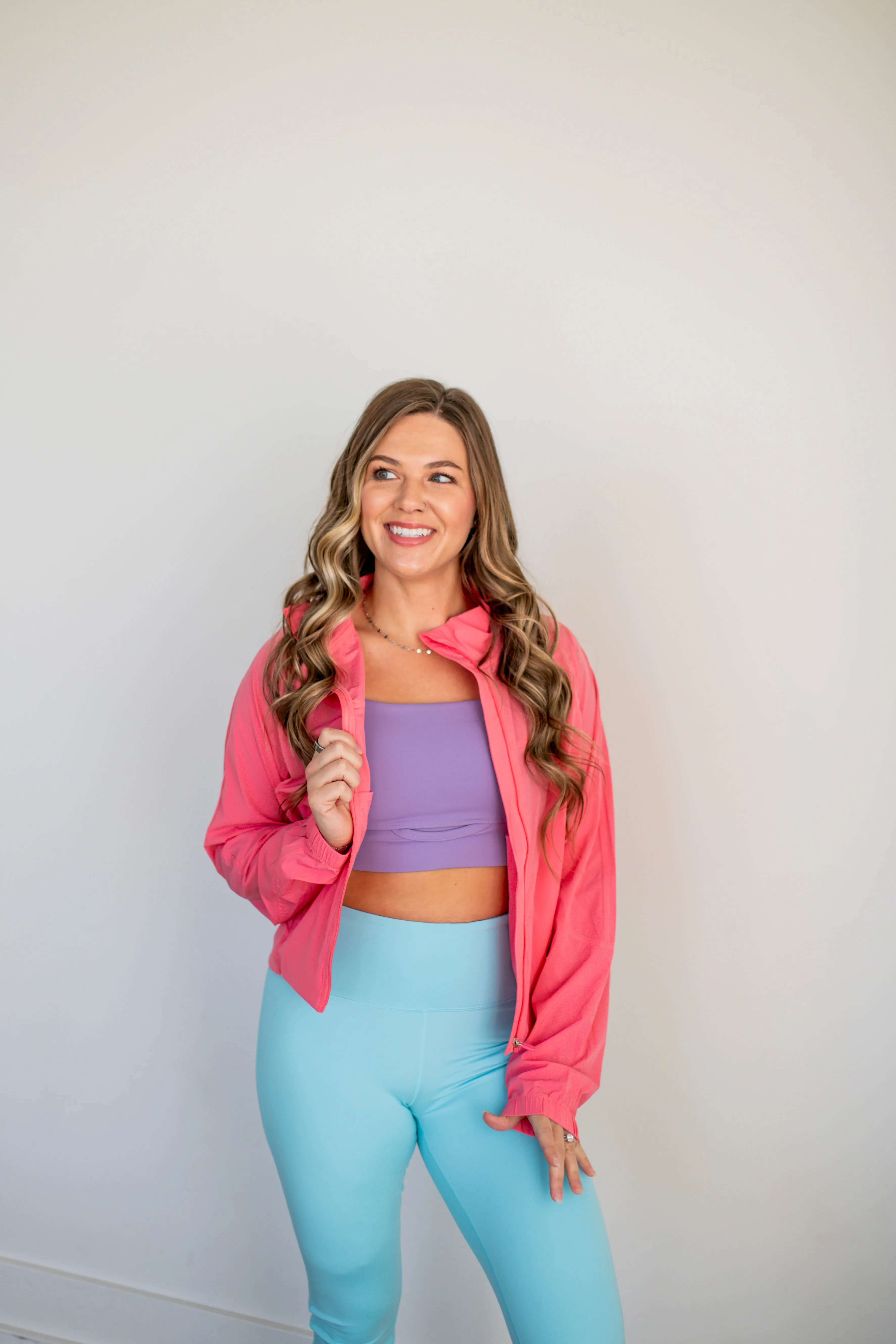 Coral Rose Nylon Tennis Jacket
