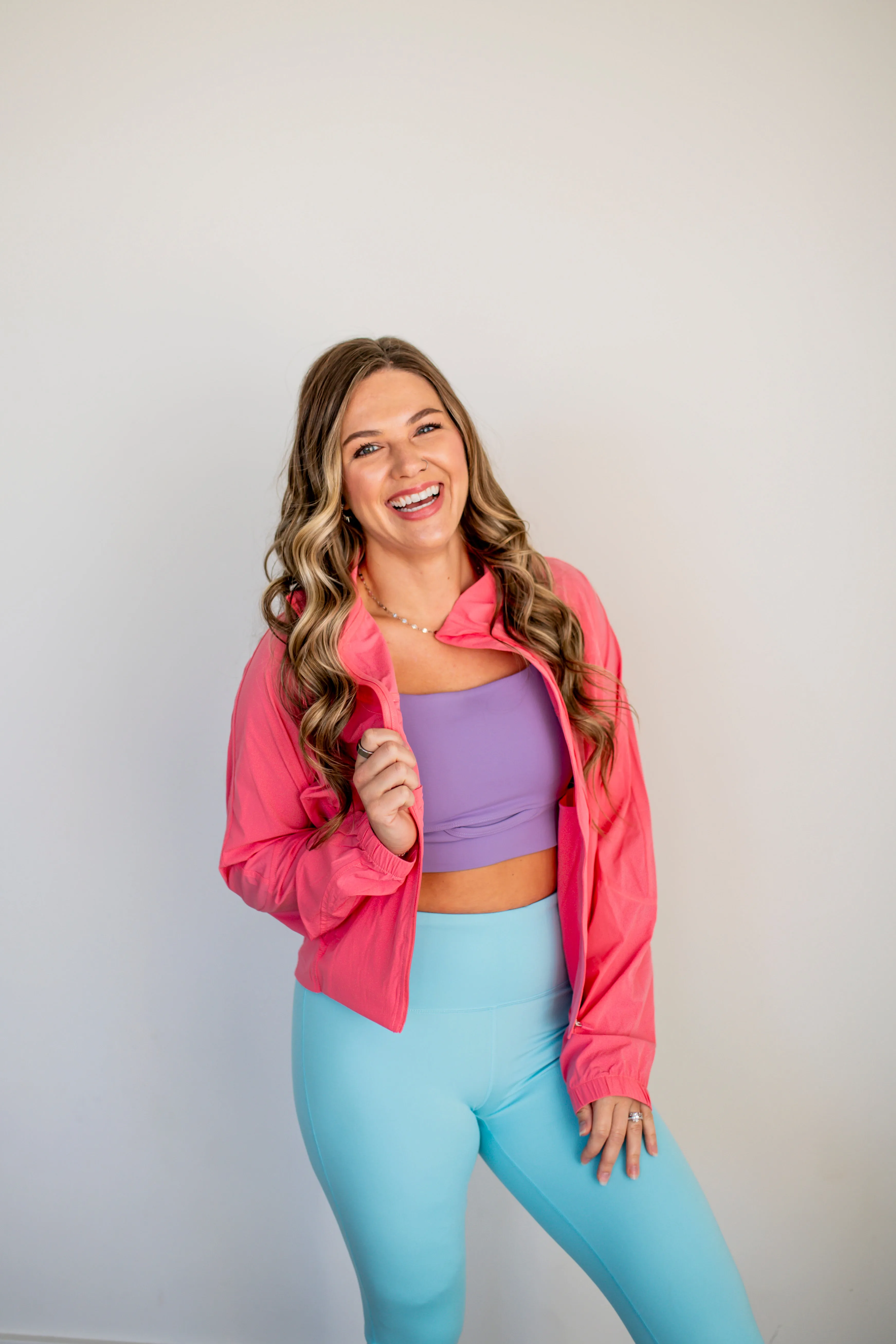 Coral Rose Nylon Tennis Jacket