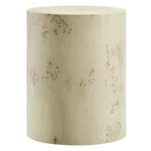 COSMOS ROUND BURL WOOD SIDE TABLE
