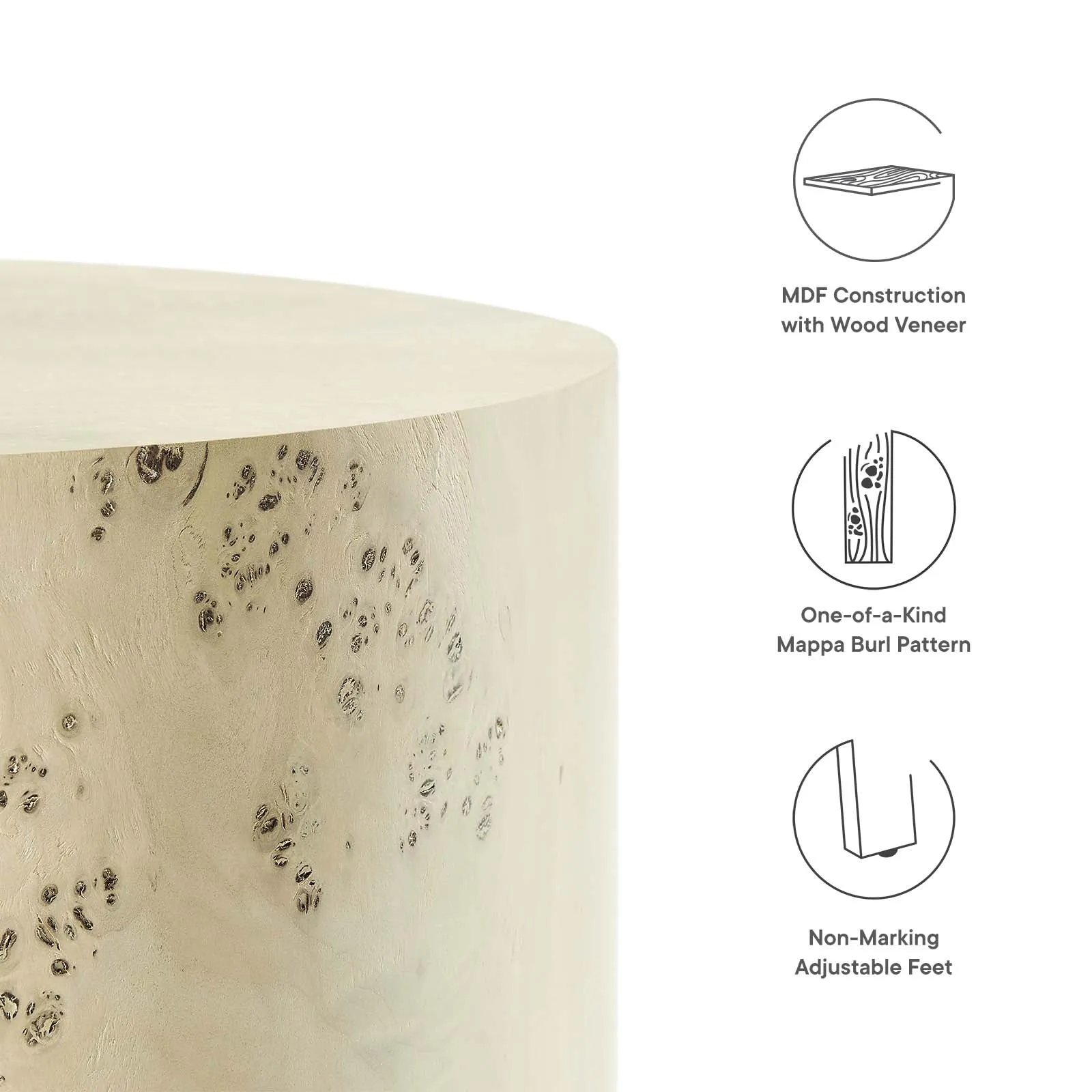 COSMOS ROUND BURL WOOD SIDE TABLE