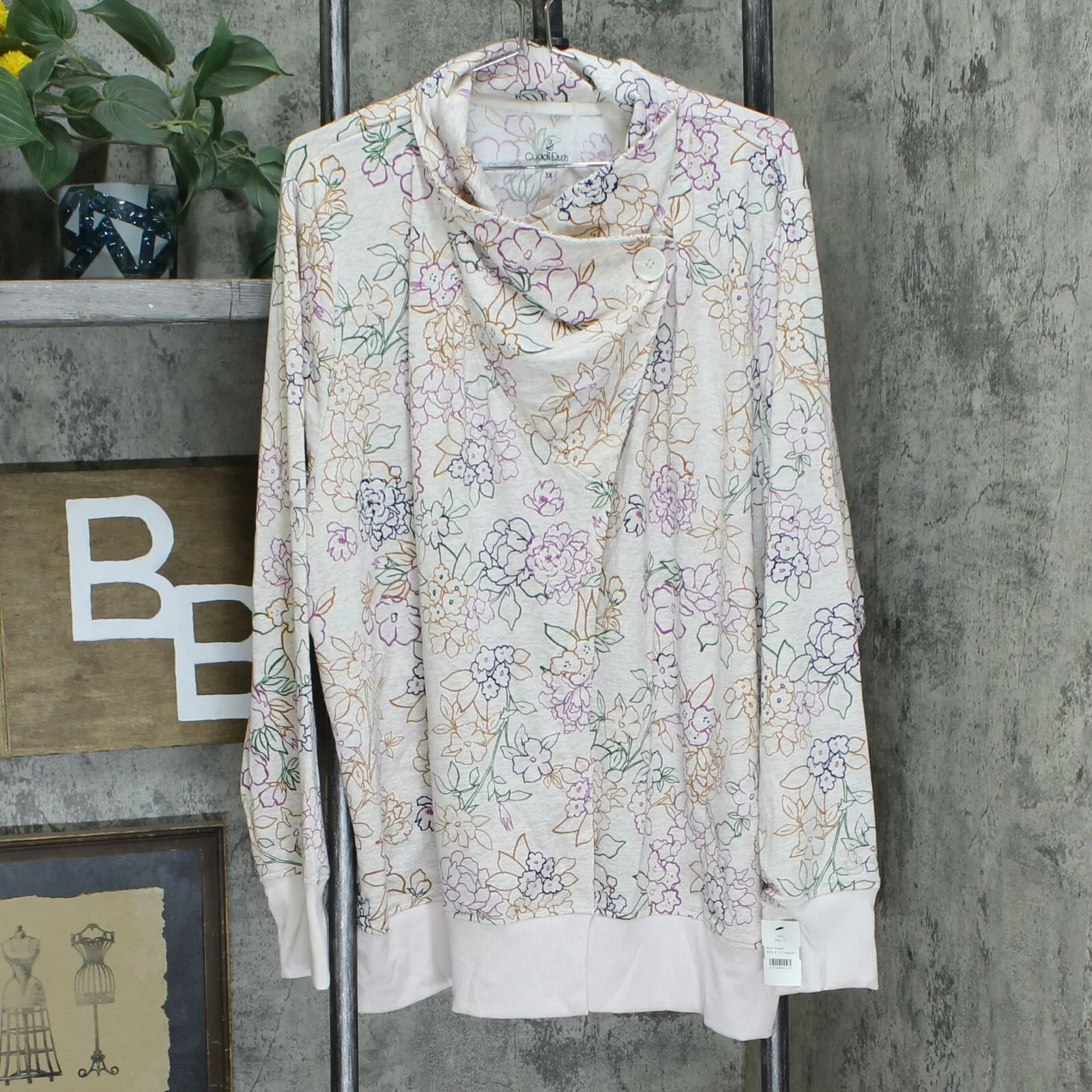 Cuddl Duds Plus Size Lightweight Comfort Drape Front Cardigan