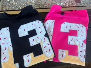 Custom Boys Ice Cream Drip Number Baseball Shirt