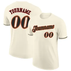 Custom Cream Black-Old Gold Performance T-Shirt