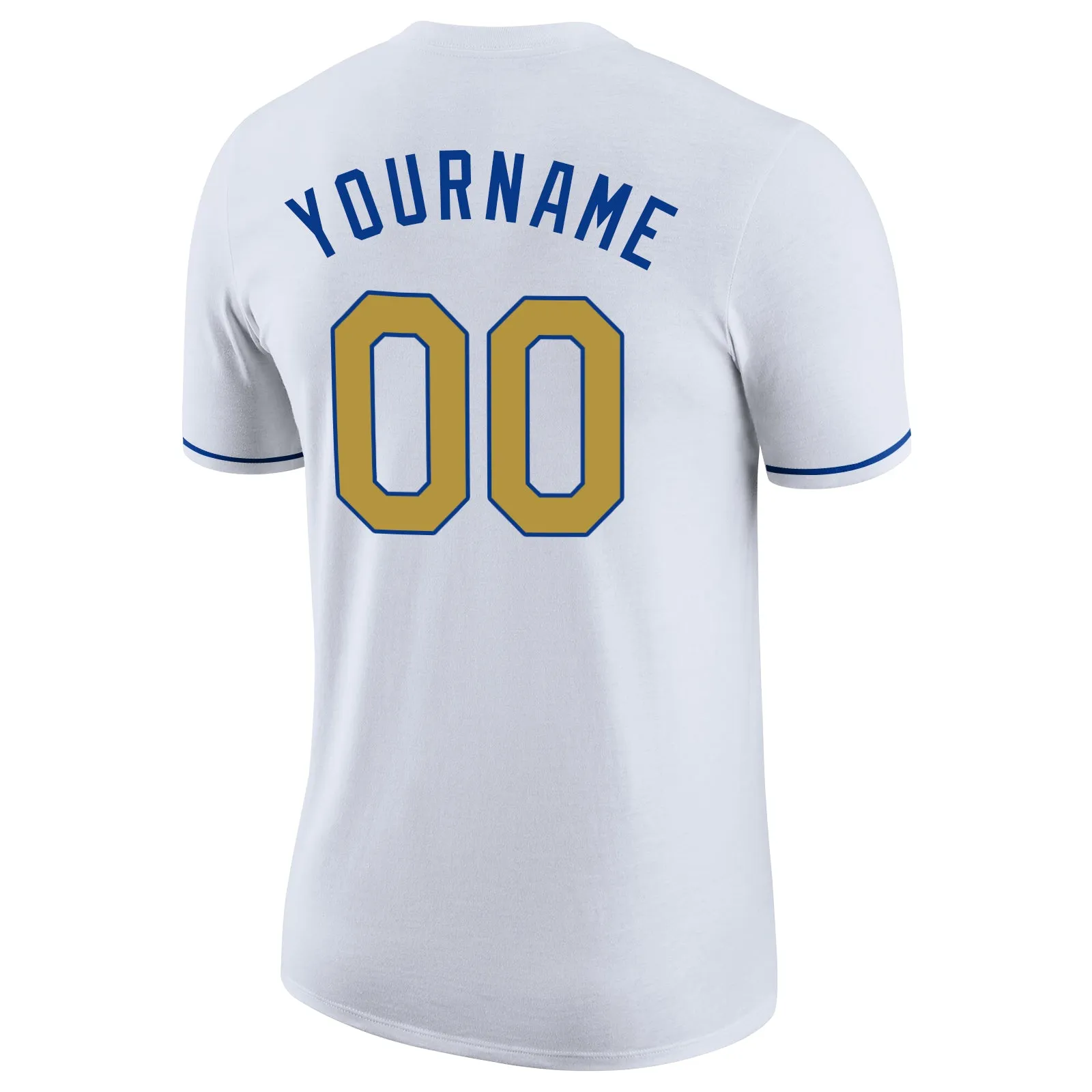 Custom White Old Gold-Royal Performance T-Shirt