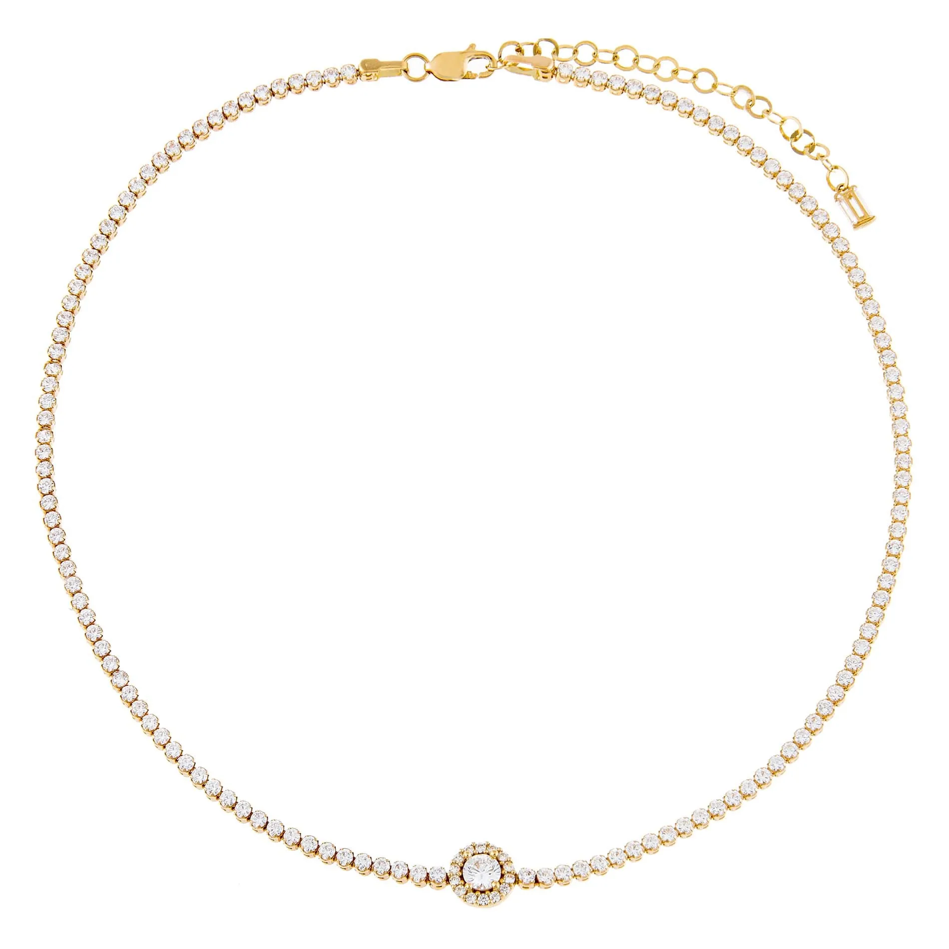 CZ Illusion Circle Tennis Choker 14K