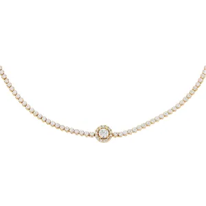 CZ Illusion Circle Tennis Choker 14K