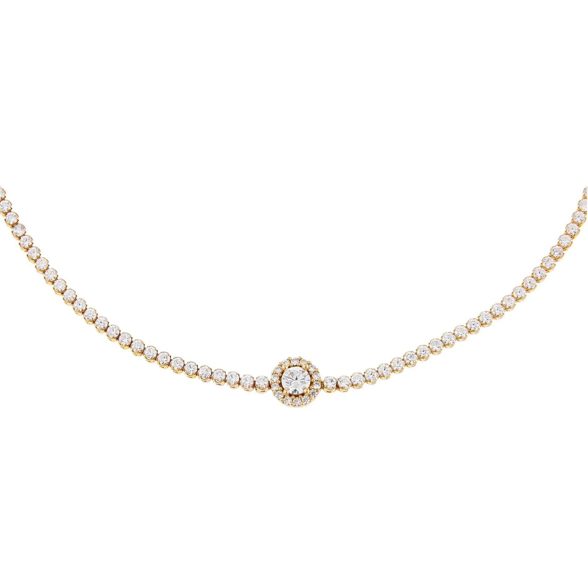 CZ Illusion Circle Tennis Choker 14K