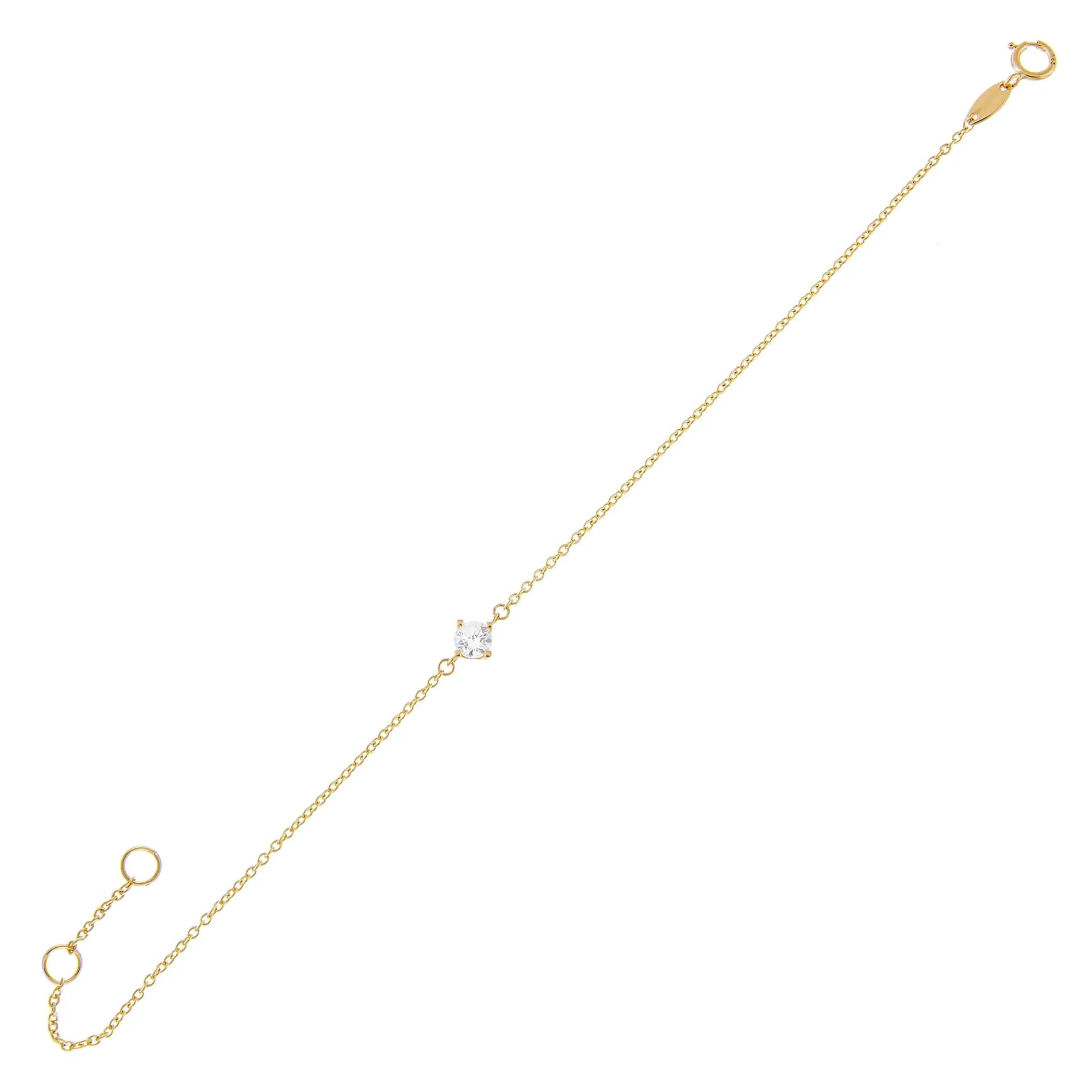 CZ Solitaire Bracelet 14K