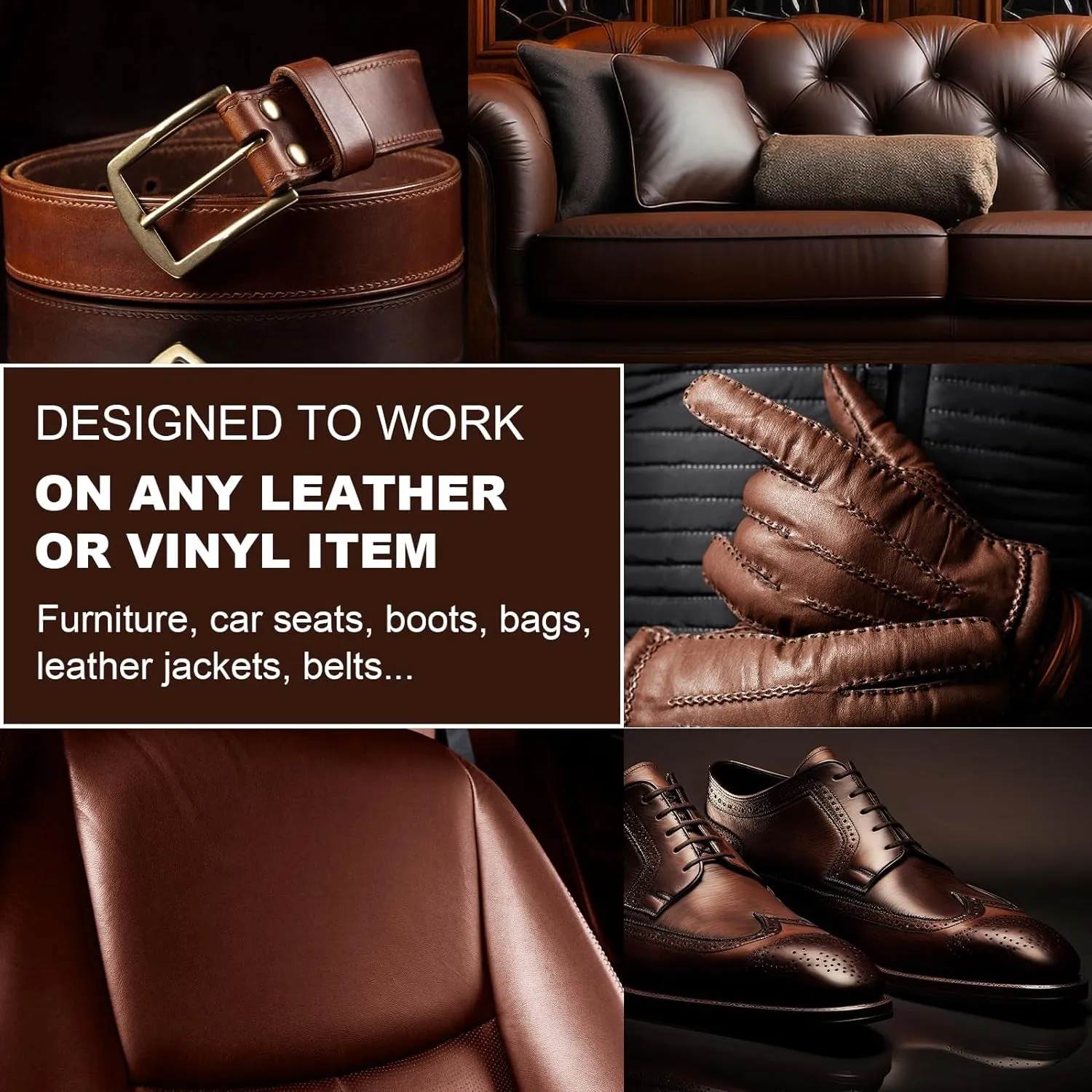 Dark Brown Leather Furniture Repair Balm, Color Restorer for Couches