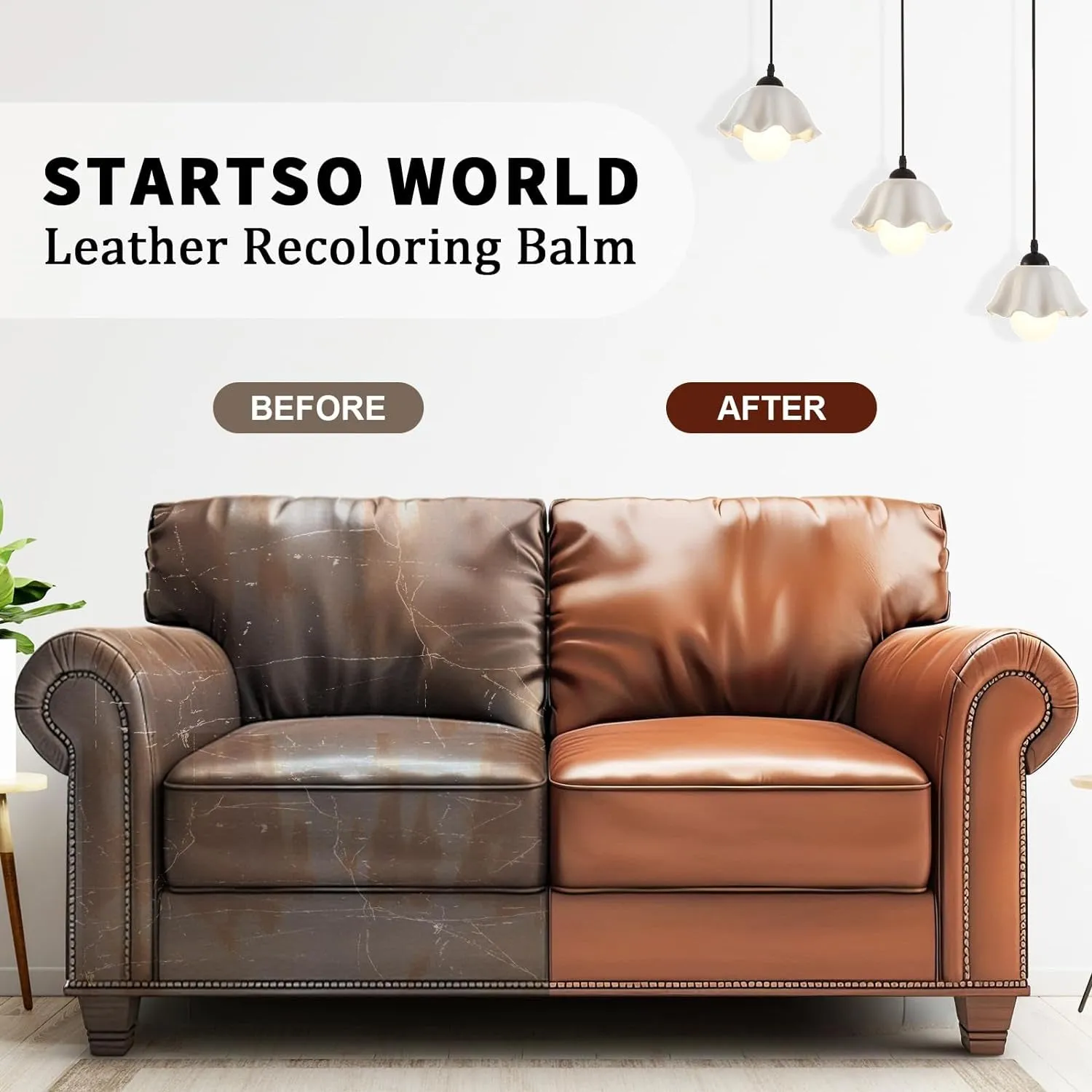 Dark Brown Leather Furniture Repair Balm, Color Restorer for Couches