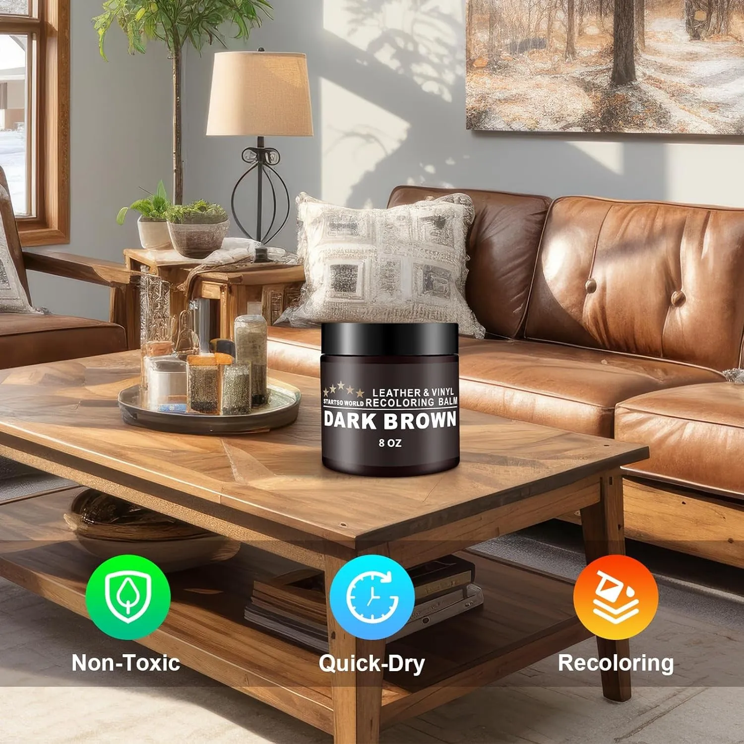 Dark Brown Leather Furniture Repair Balm, Color Restorer for Couches