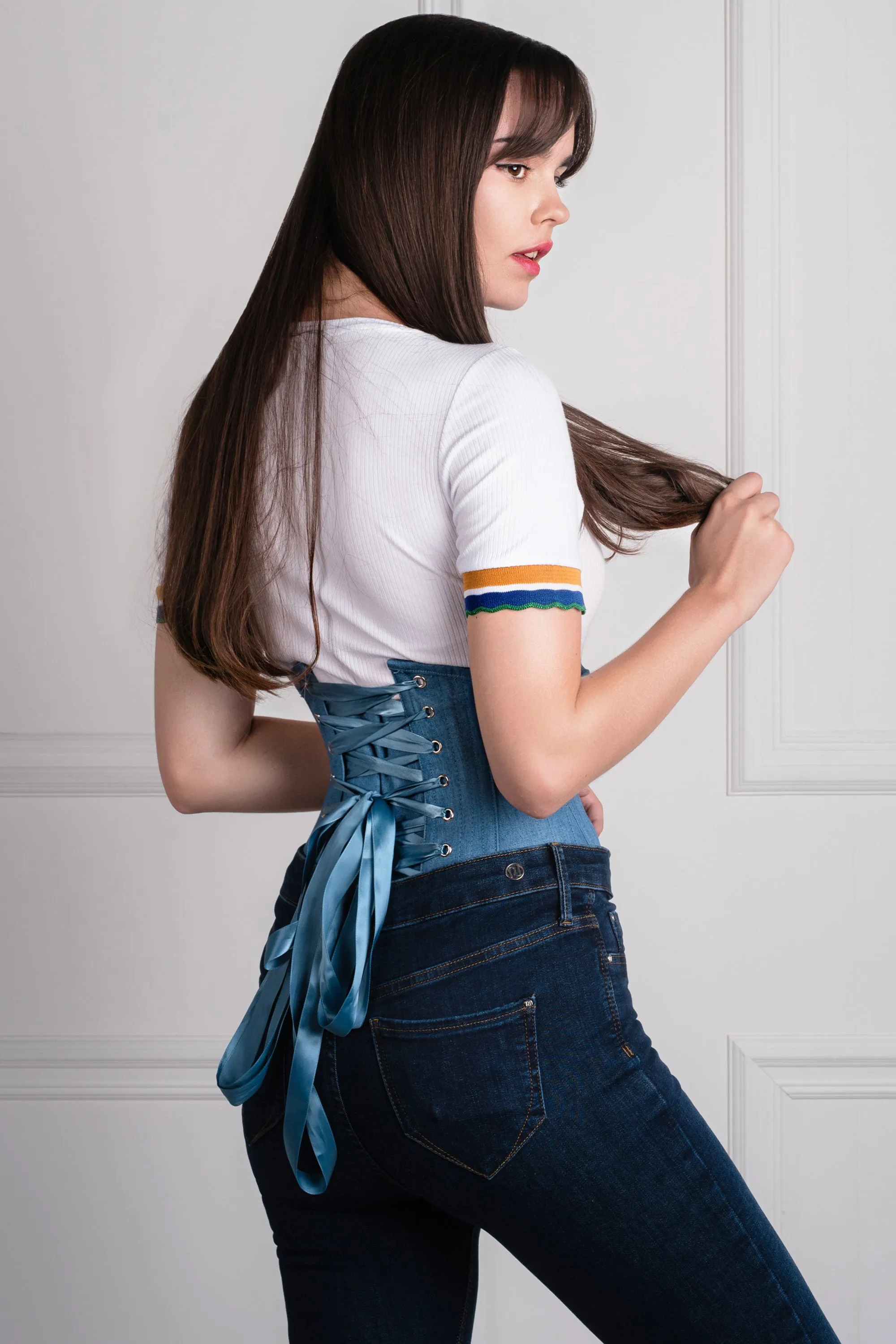 Denim Cotton Expert Waist Training Waspie Corset