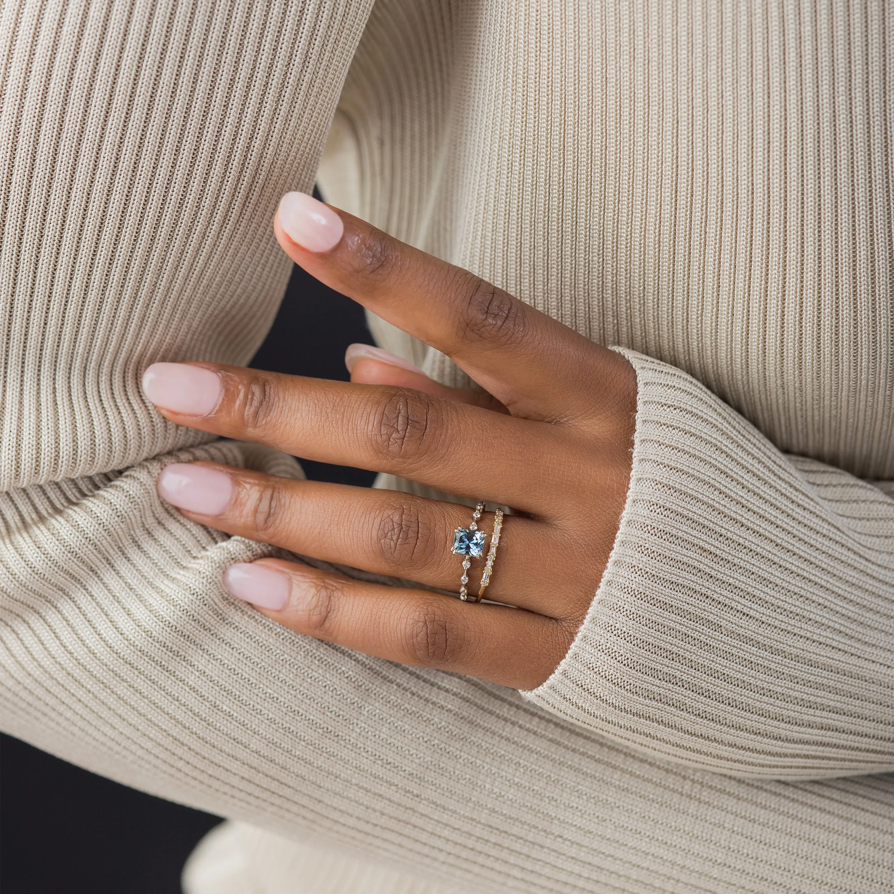 Distance Ring, 1ct. Blue Montana Sapphire