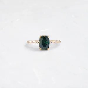 Distance Ring, 2.02ct. Bluish Green Thai Sapphire
