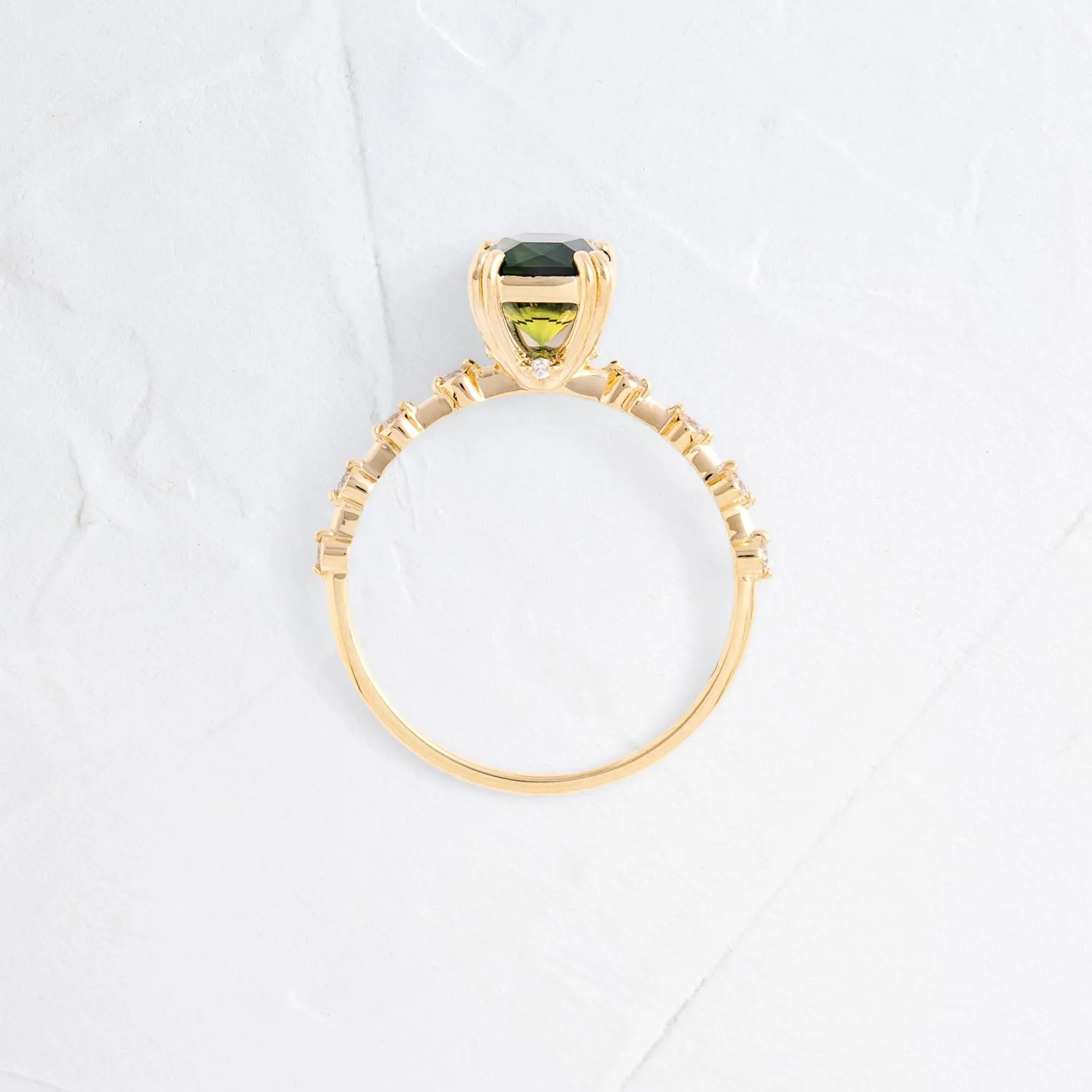 Distance Ring, 2.02ct. Bluish Green Thai Sapphire