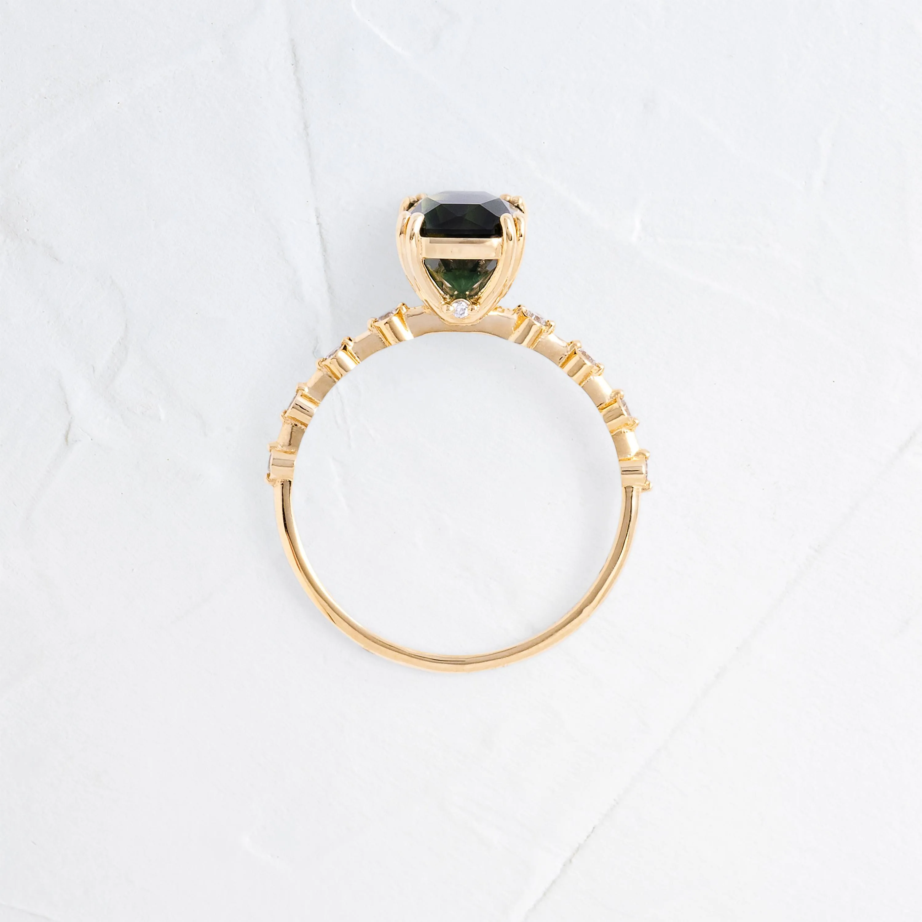 Distance Ring, 2.38ct. Dark Bluish-Green Thai Sapphire