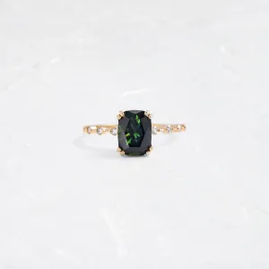 Distance Ring, 2.38ct. Dark Bluish-Green Thai Sapphire