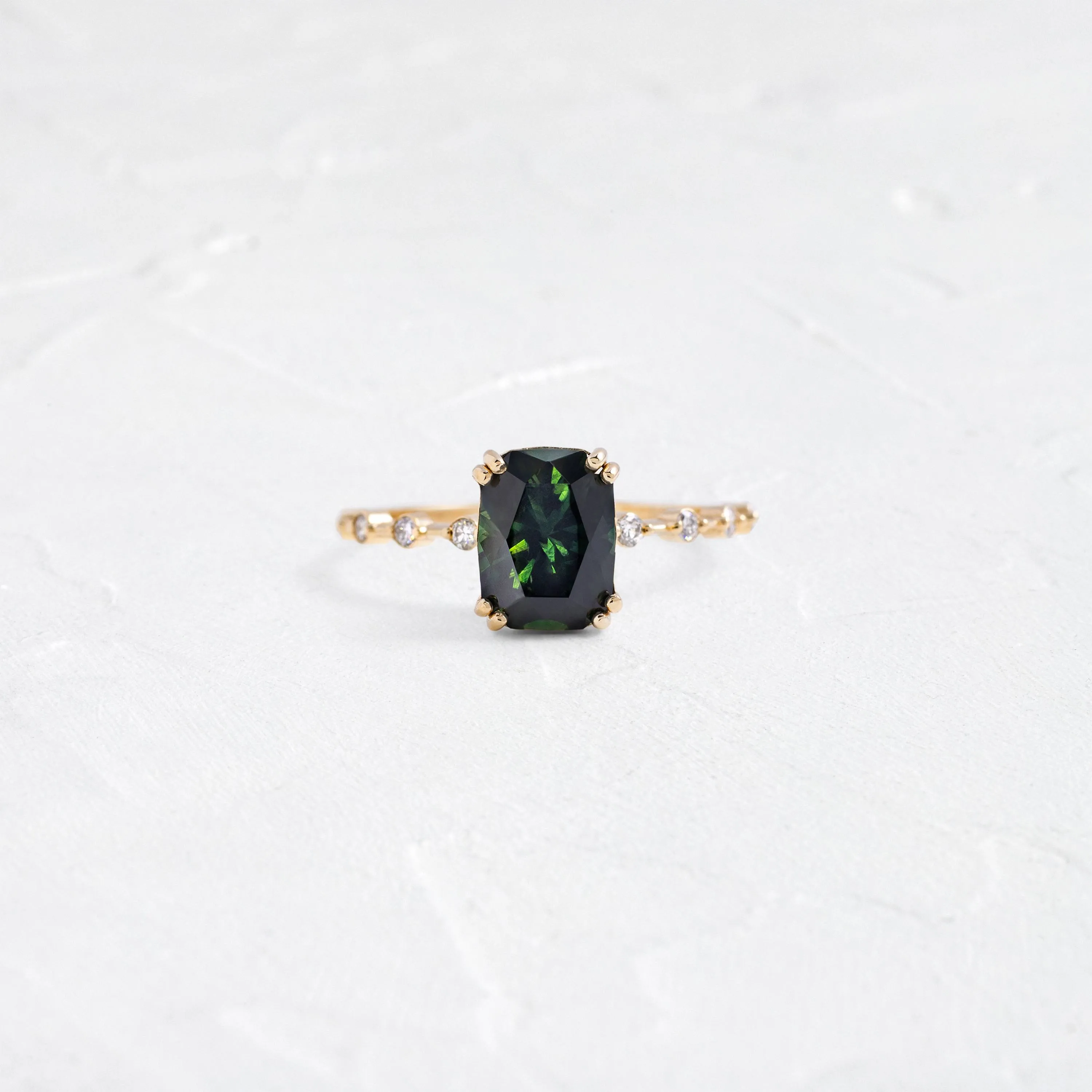 Distance Ring, 2.38ct. Dark Bluish-Green Thai Sapphire