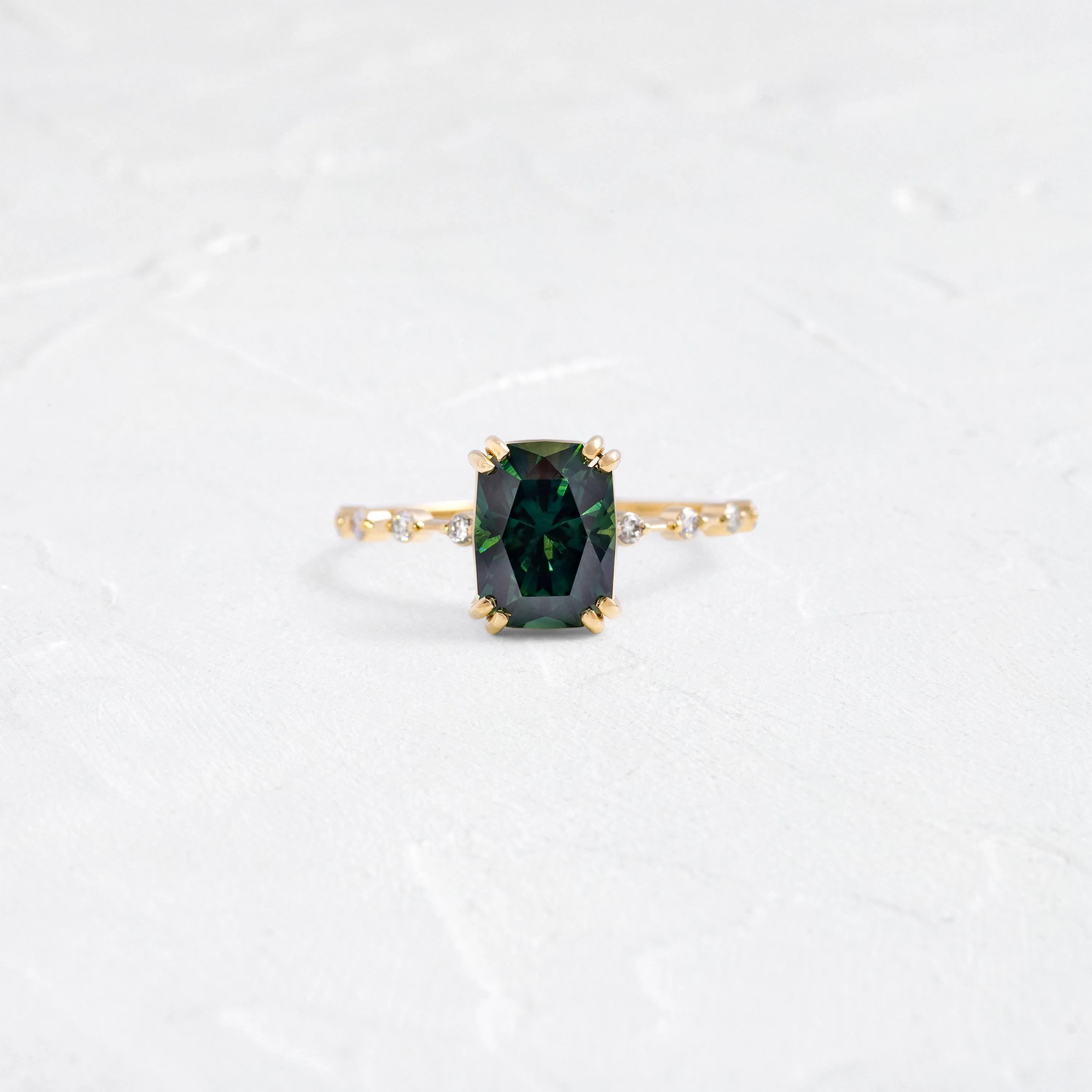 Distance Ring, 2.63ct. Green-Blue Australian Sapphire