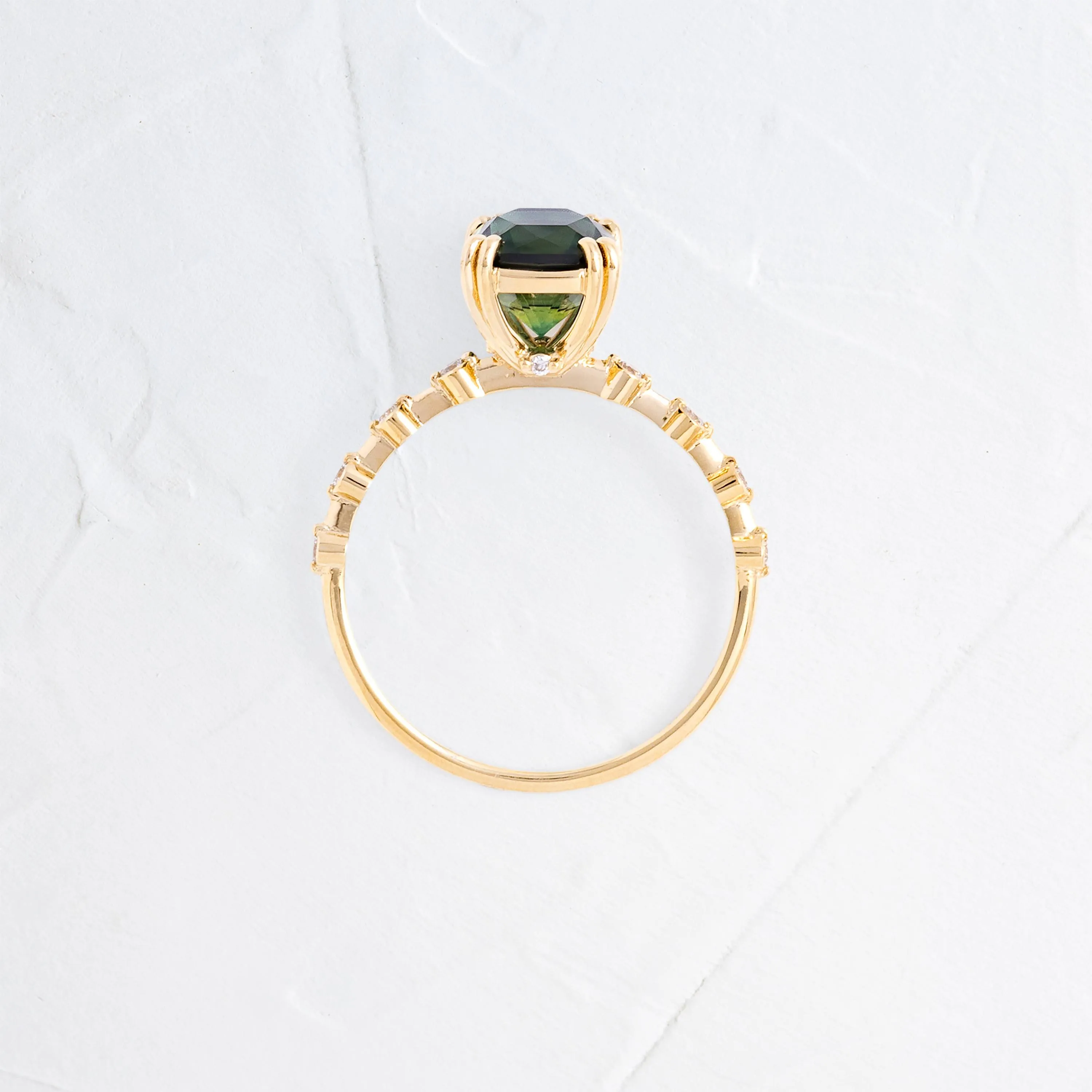 Distance Ring, 2.63ct. Green-Blue Australian Sapphire