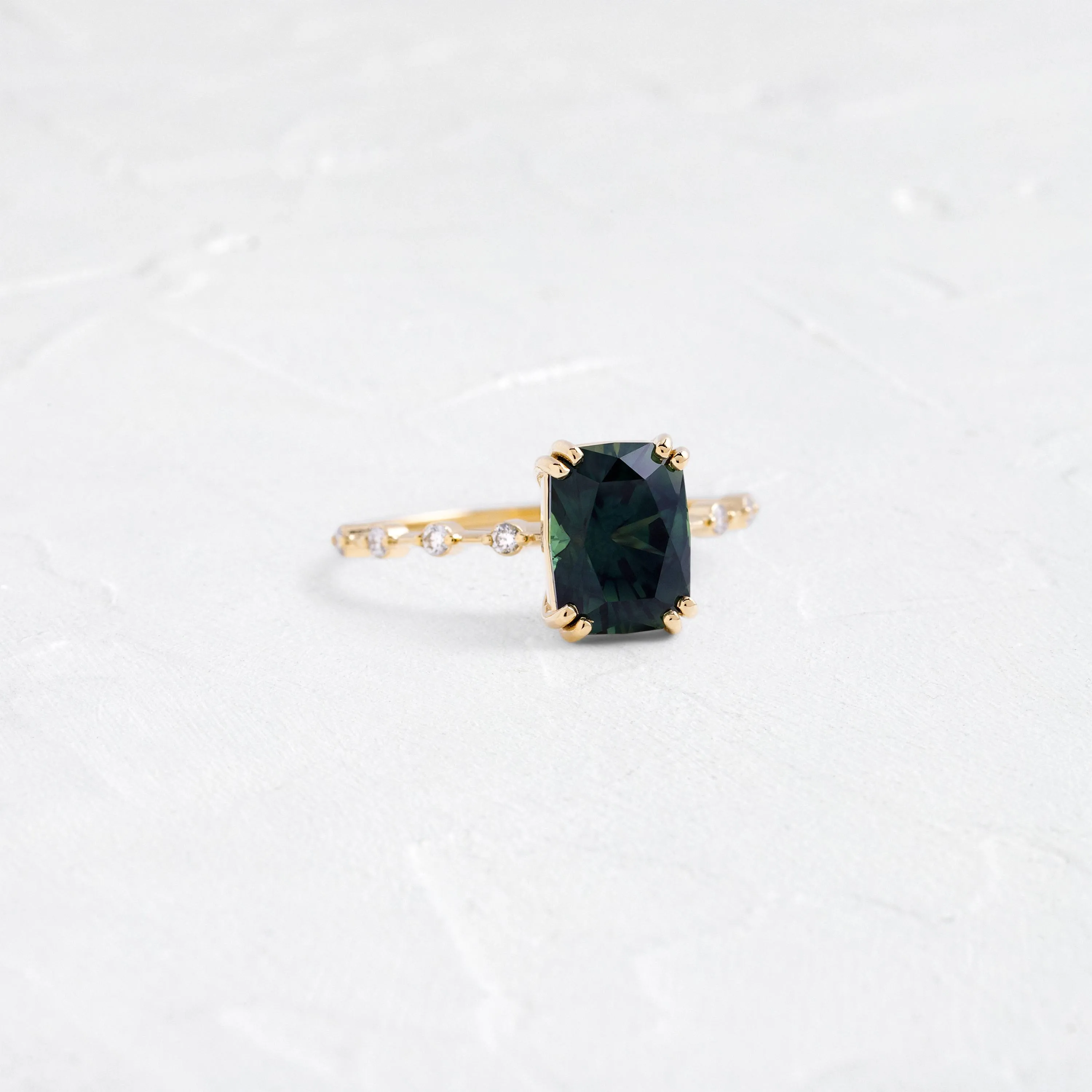 Distance Ring, 2.63ct. Green-Blue Australian Sapphire