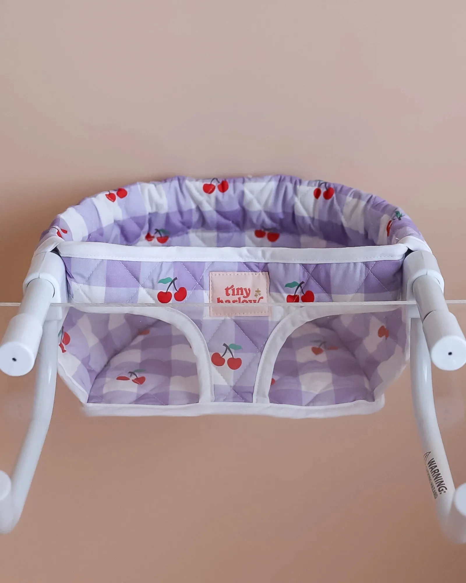 Doll Table Highchair - Lilac & Cherry Gingham