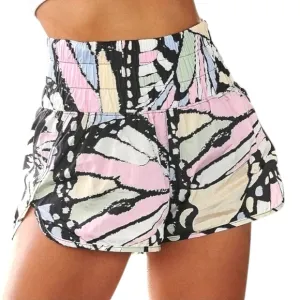 Free People The Way Home Printed Shorts High Waist Butterfly Print Multicolor M