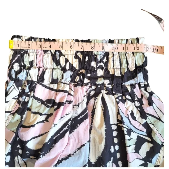 Free People The Way Home Printed Shorts High Waist Butterfly Print Multicolor M