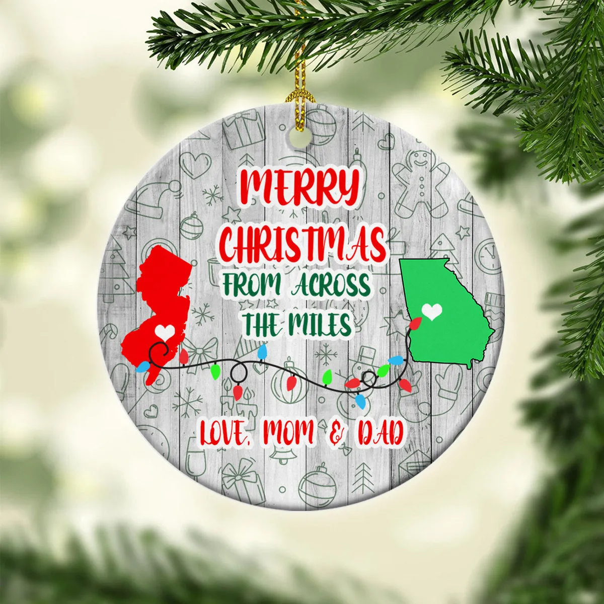 From Across The Miles Long Distance Personalized Ornament, Long Distance Family Gift