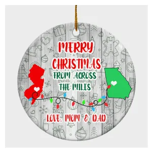 From Across The Miles Long Distance Personalized Ornament, Long Distance Family Gift