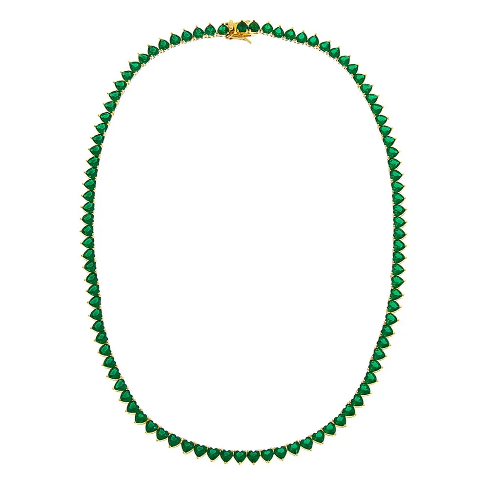 Gemstone Heart Tennis Necklace