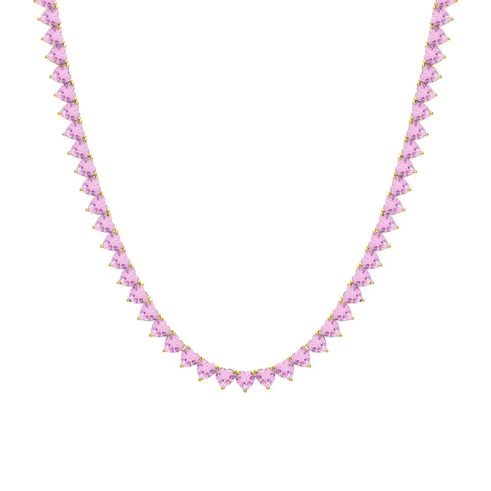 Gemstone Heart Tennis Necklace