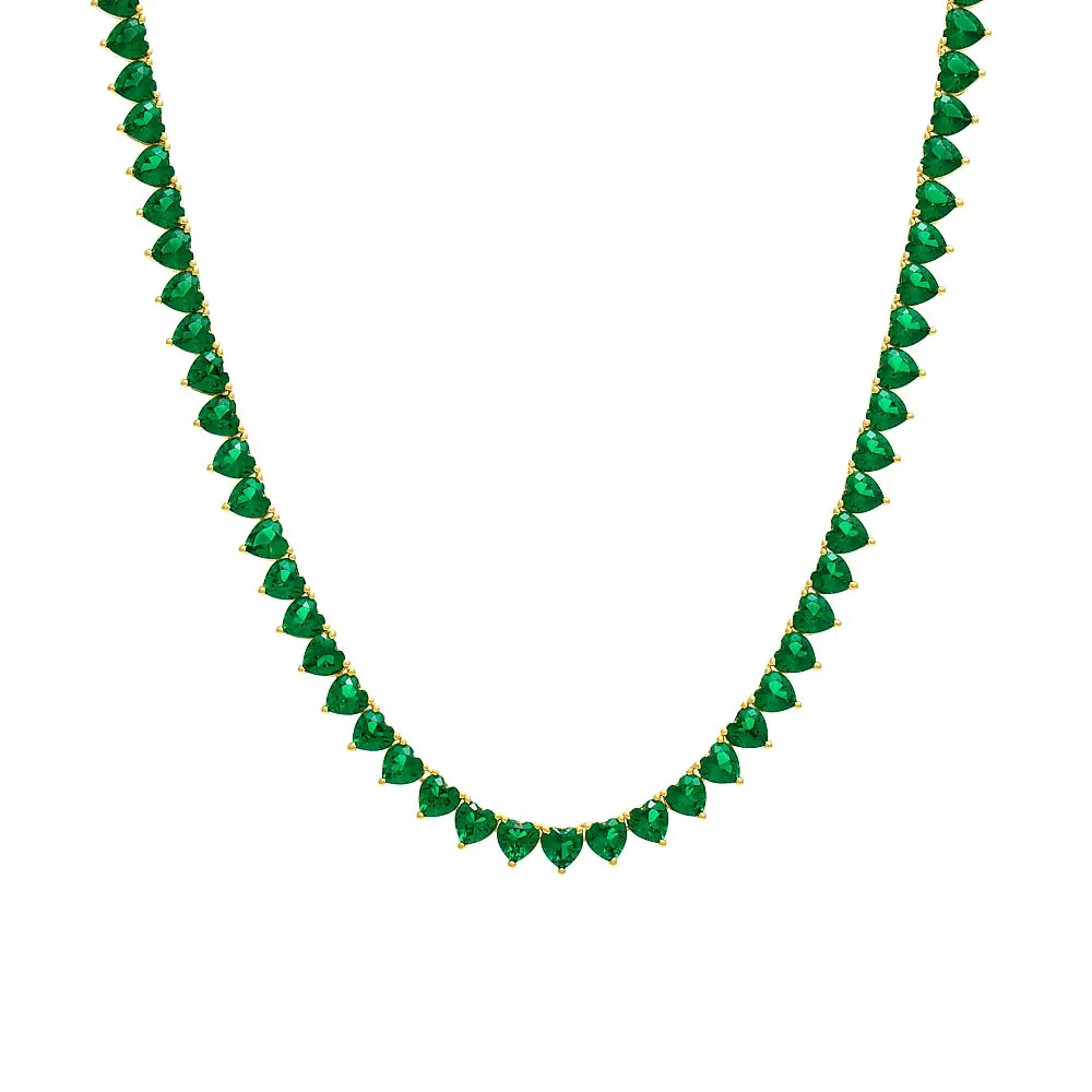 Gemstone Heart Tennis Necklace