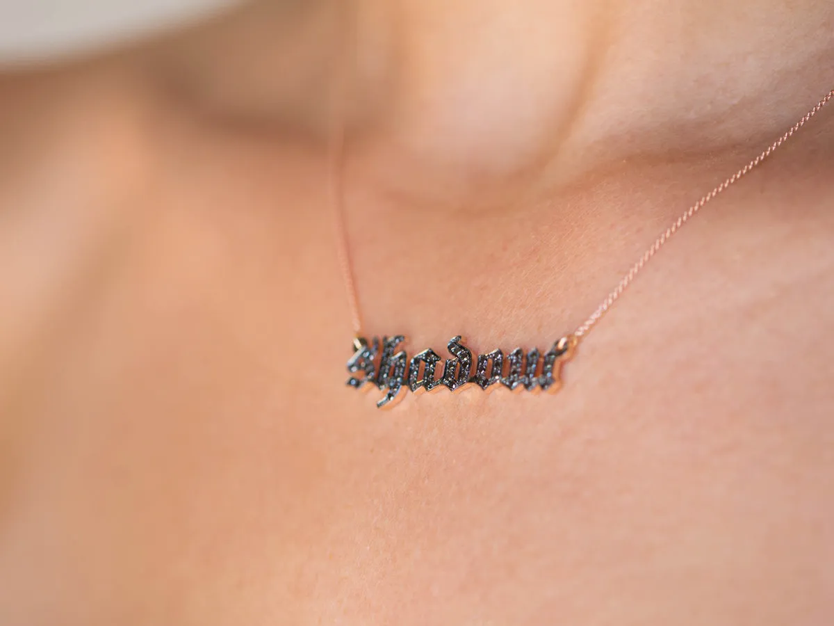Gothic Black Diamond Name Necklace