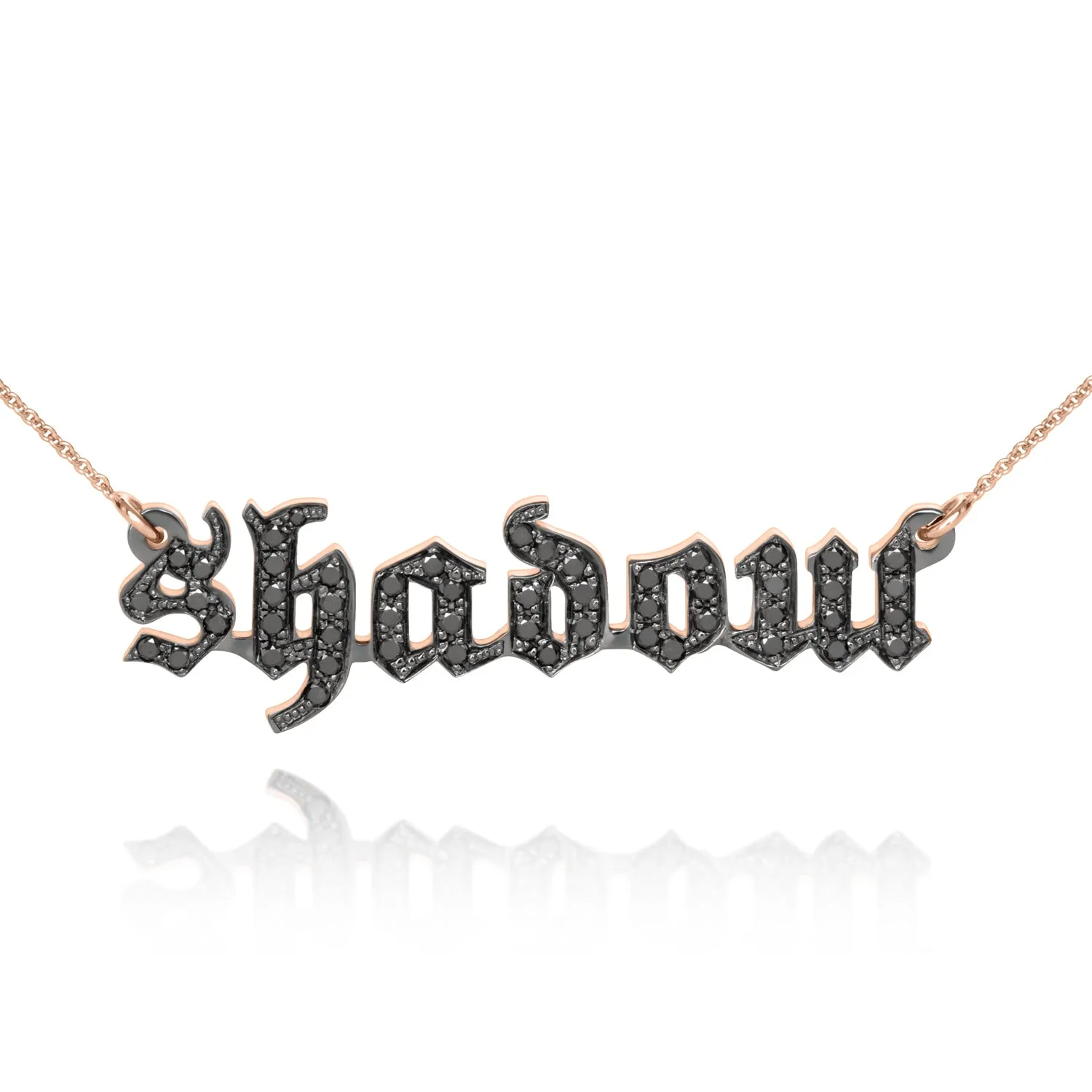Gothic Black Diamond Name Necklace