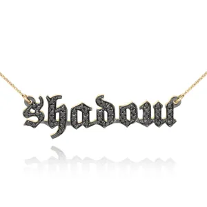 Gothic Black Diamond Name Necklace