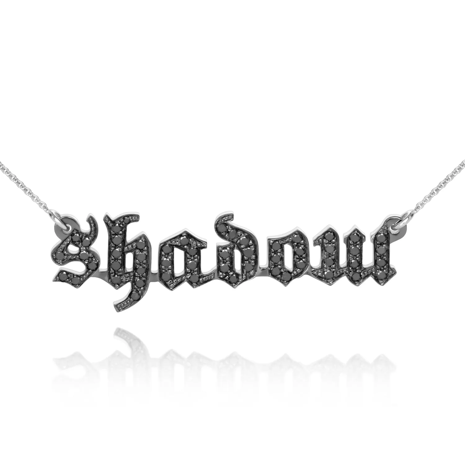 Gothic Black Diamond Name Necklace