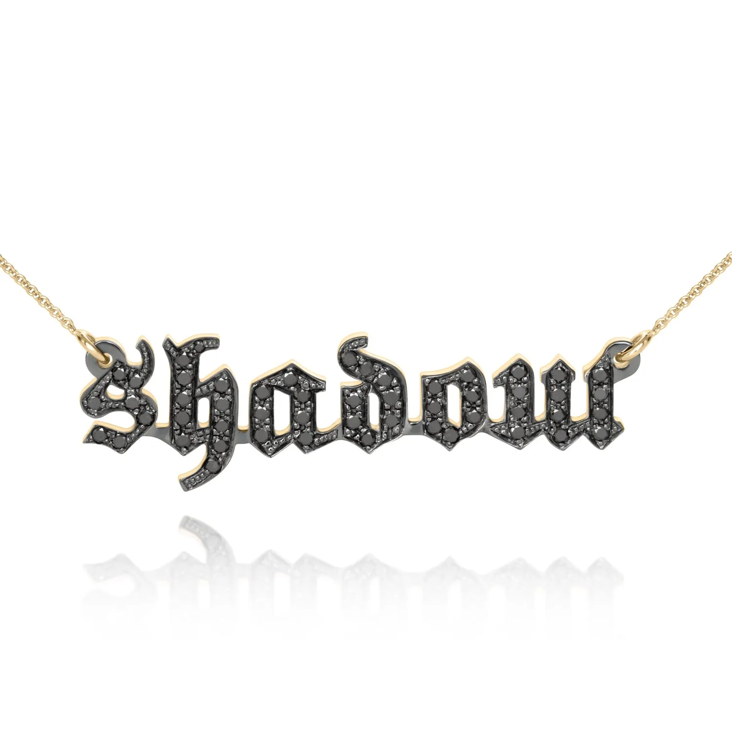 Gothic Black Diamond Name Necklace