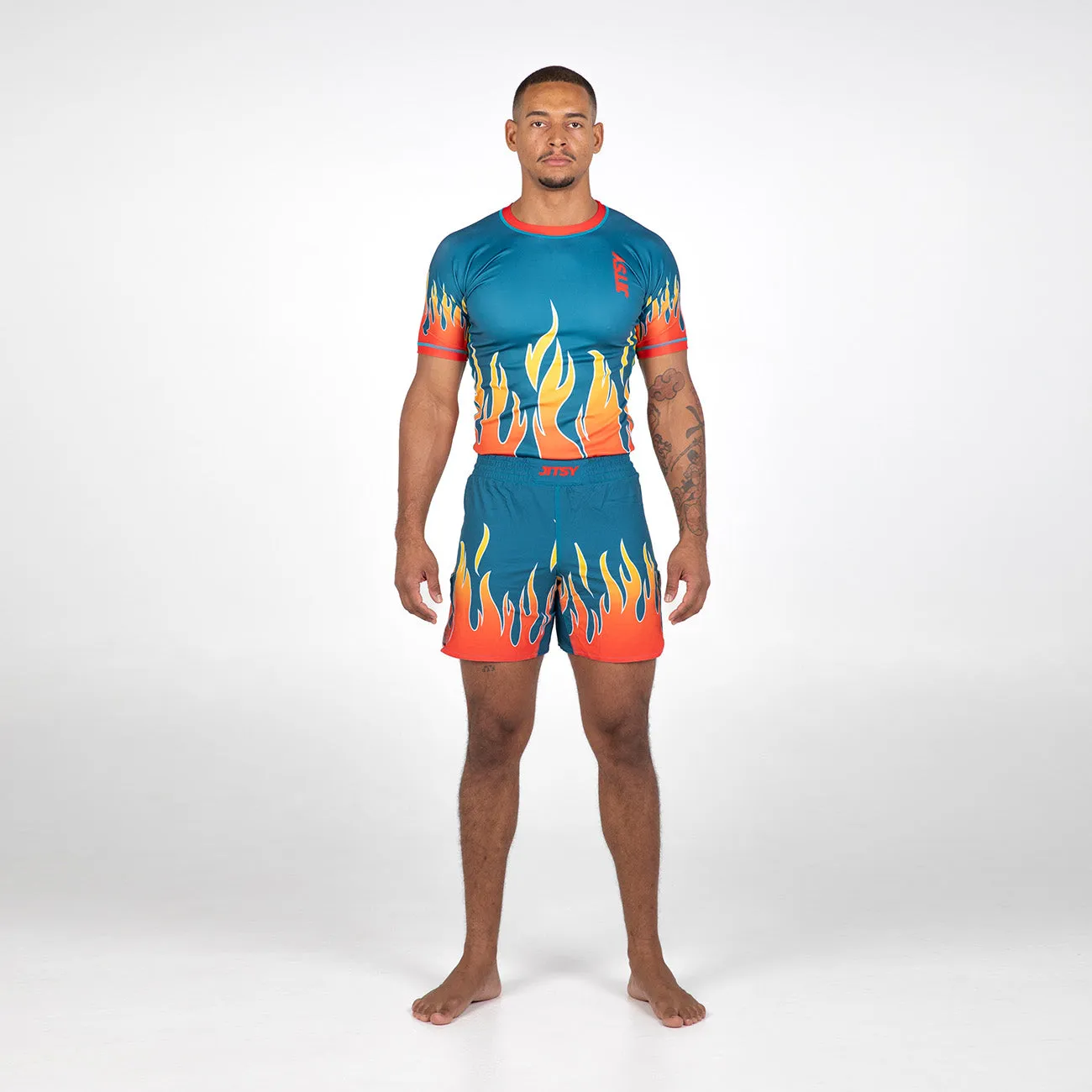 Green Flames Rash Guard - Men