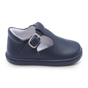 'Harlen' Boys Navy Leather T-Bar Shoes