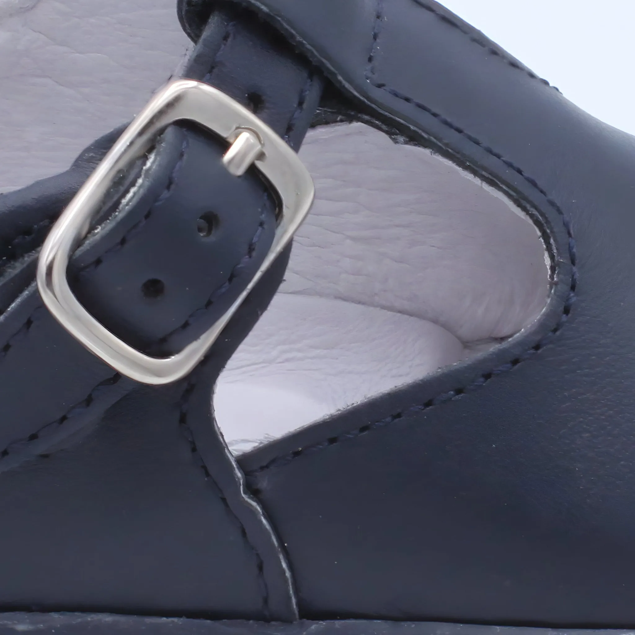 'Harlen' Boys Navy Leather T-Bar Shoes