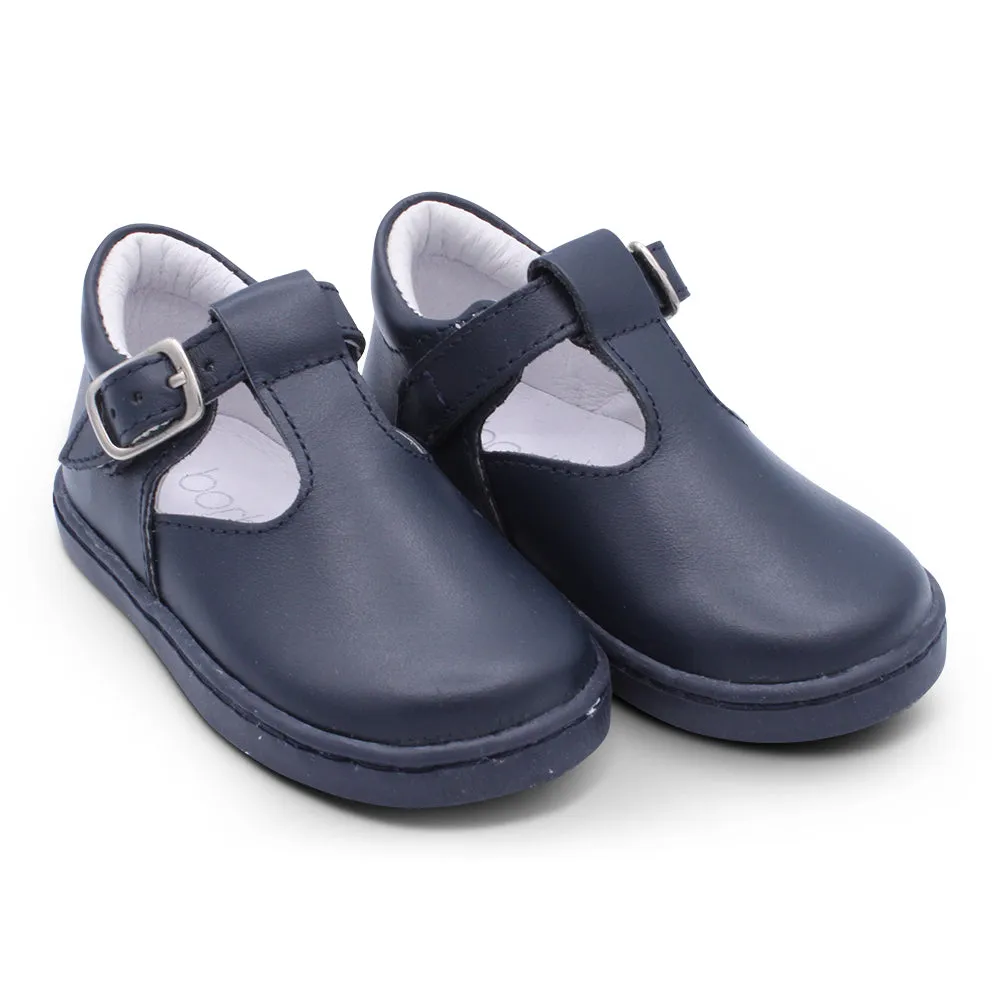 'Harlen' Boys Navy Leather T-Bar Shoes
