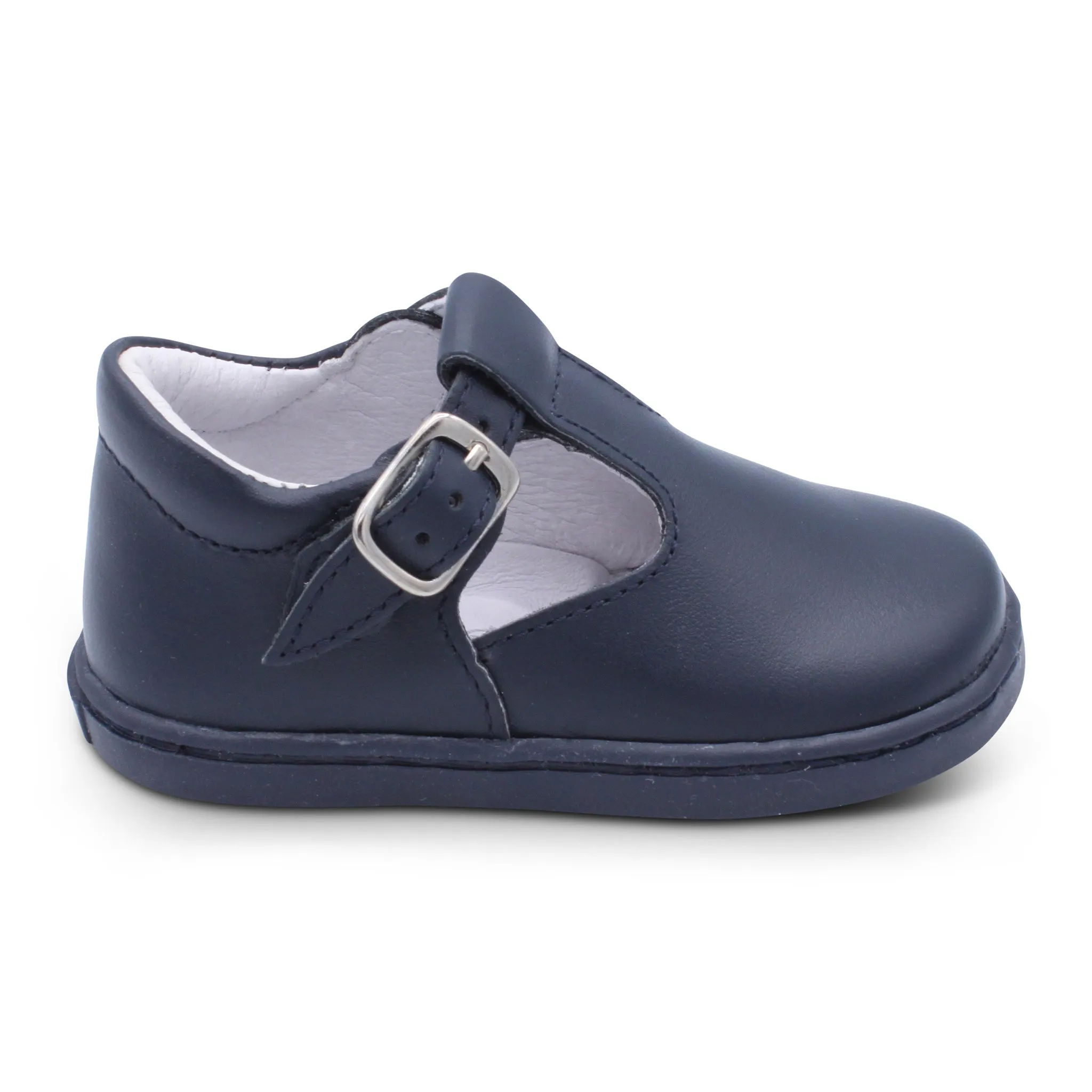 'Harlen' Boys Navy Leather T-Bar Shoes