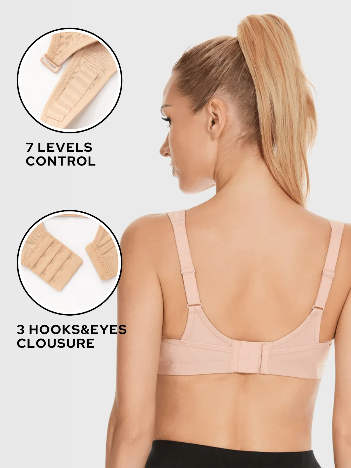 High Impact Bounce Adjustable Workout Bra Nude