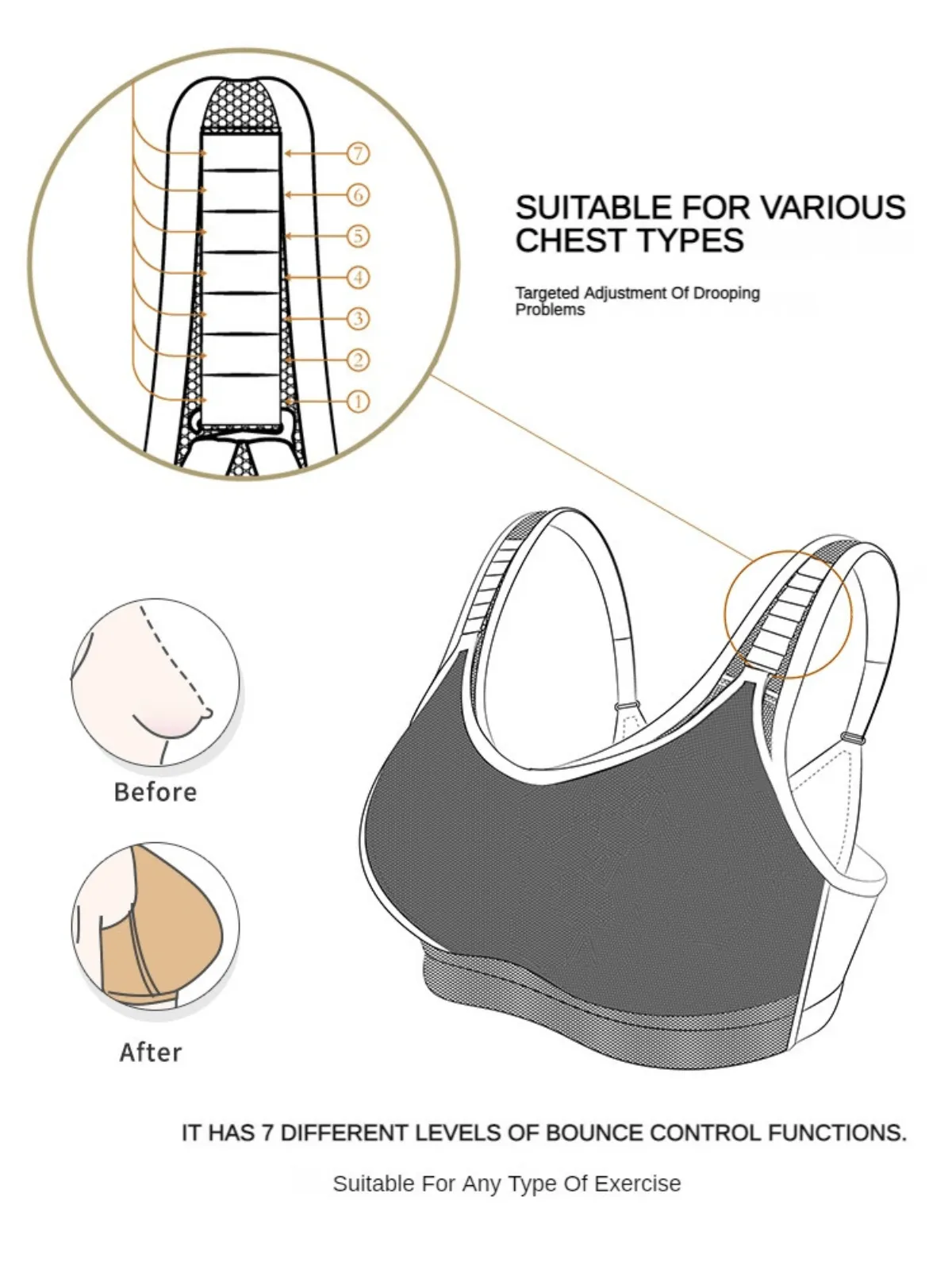 High Impact Bounce Adjustable Workout Bra Nude
