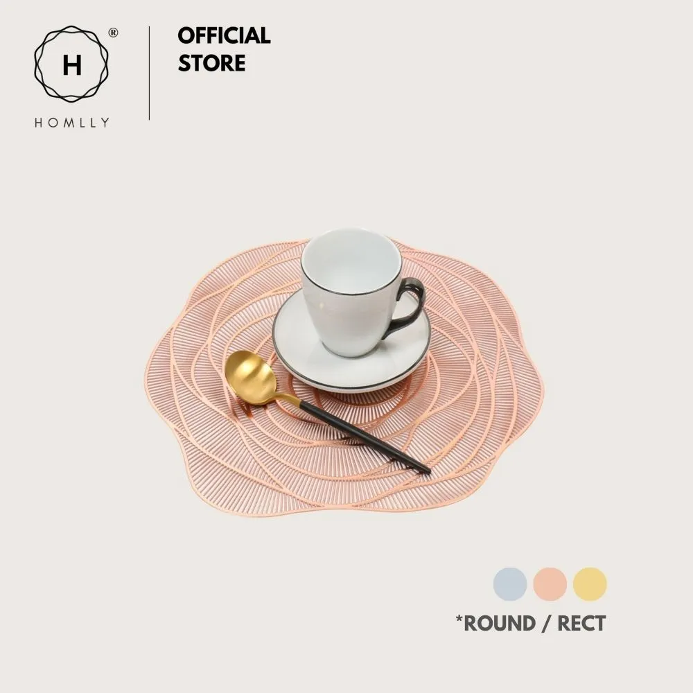 Homlly Keii Gold Hollow Out Rectangular Round Non Slip Table Place Mat