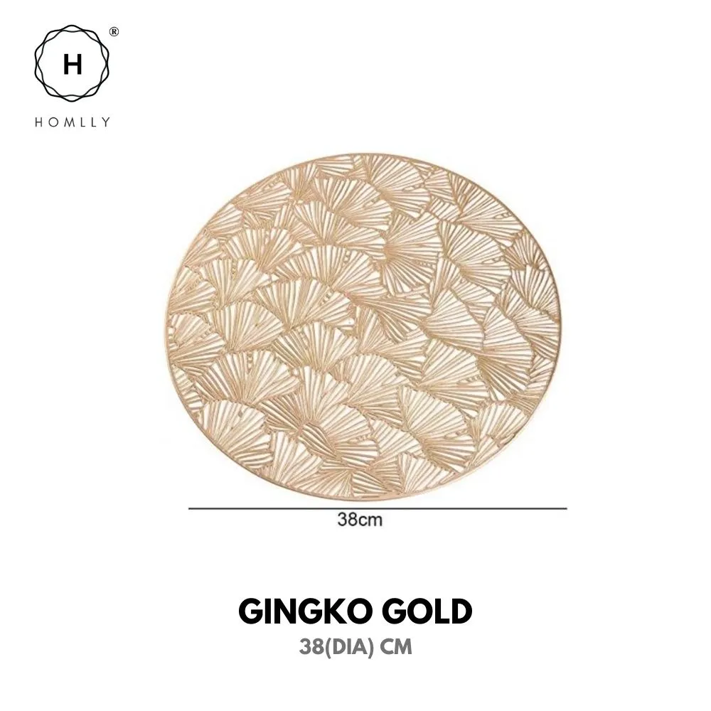 Homlly Keii Gold Hollow Out Rectangular Round Non Slip Table Place Mat
