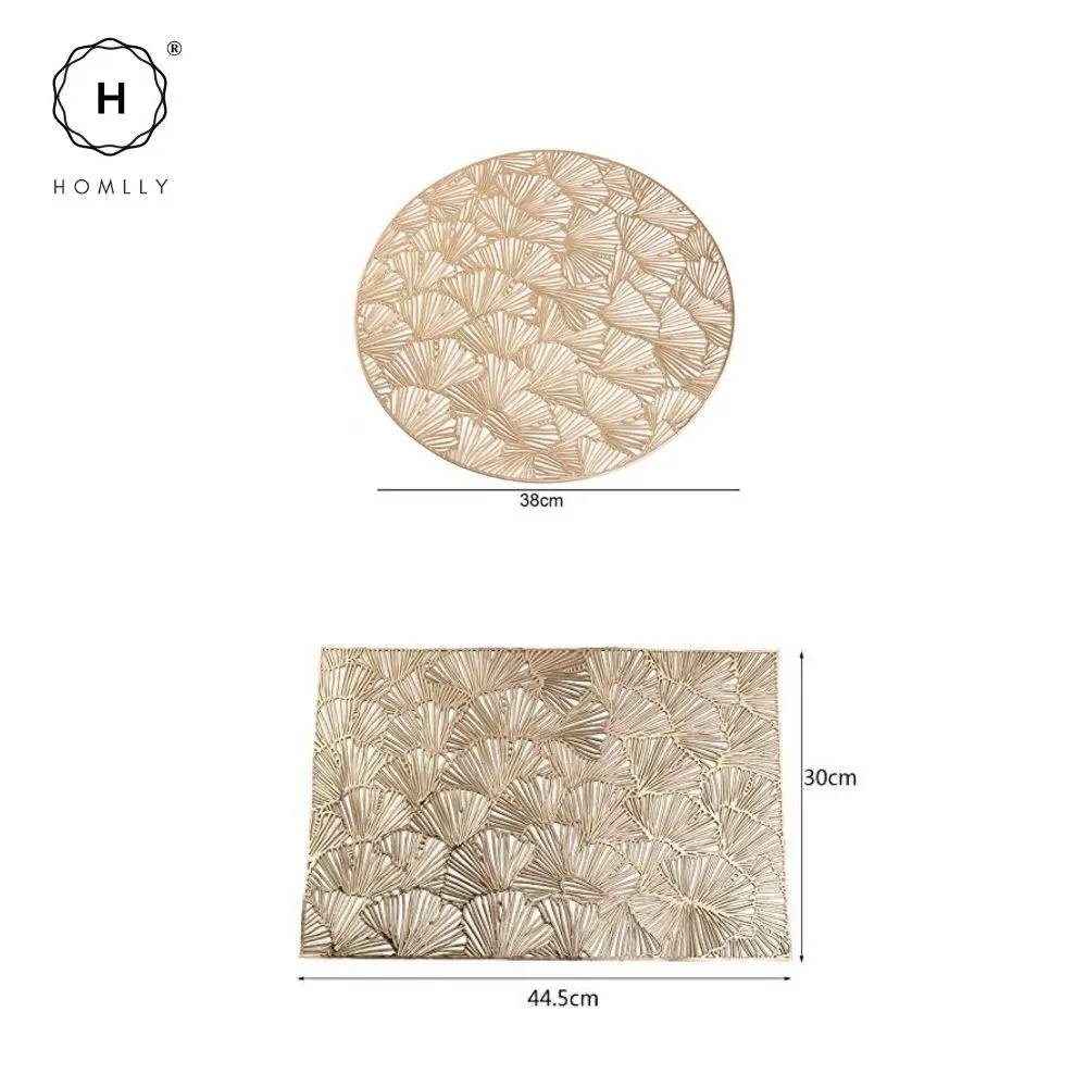 Homlly Keii Gold Hollow Out Rectangular Round Non Slip Table Place Mat