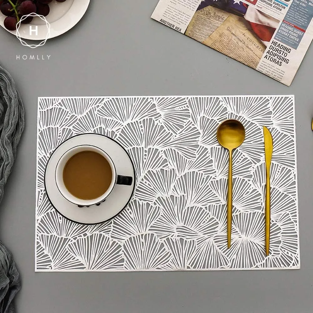 Homlly Keii Gold Hollow Out Rectangular Round Non Slip Table Place Mat