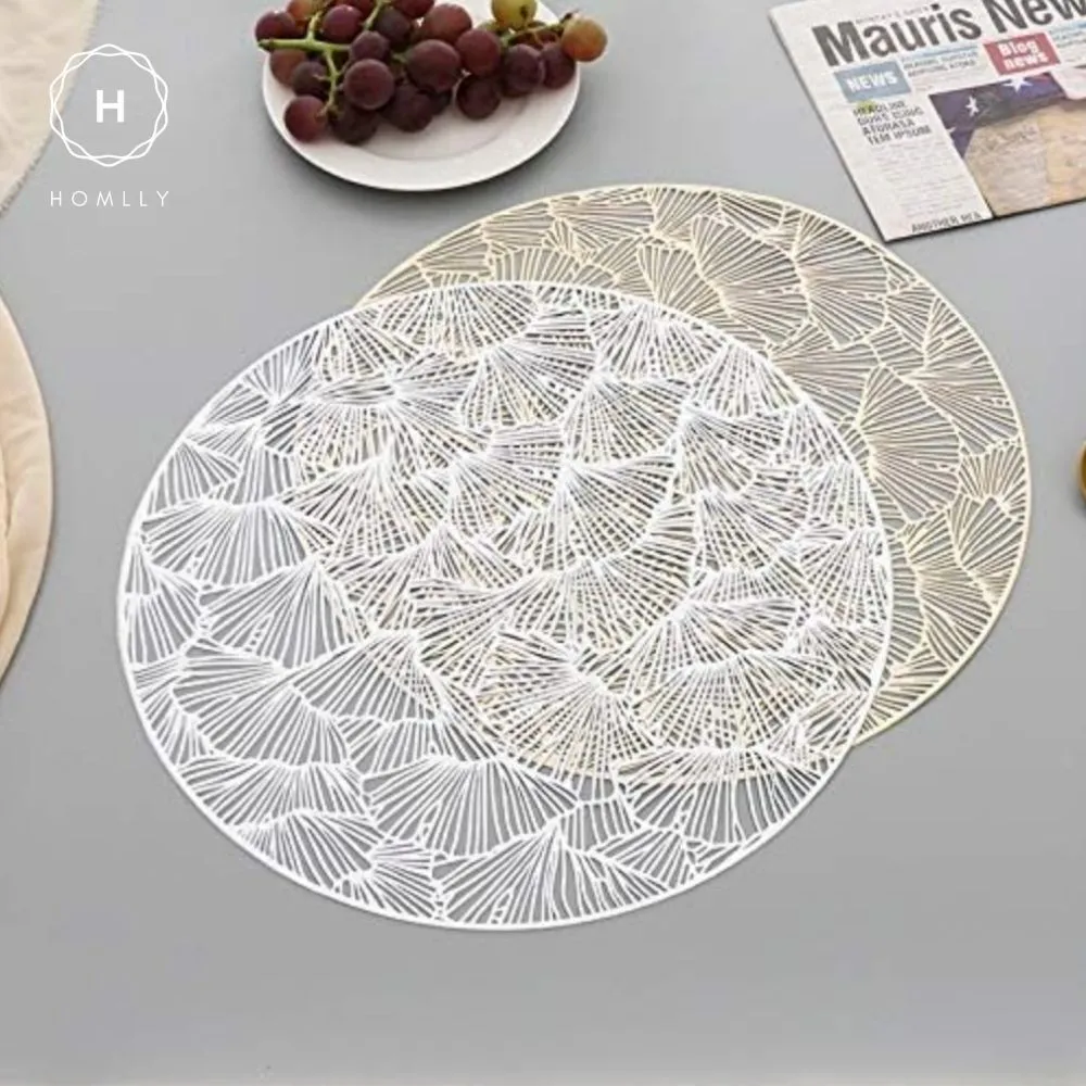 Homlly Keii Gold Hollow Out Rectangular Round Non Slip Table Place Mat